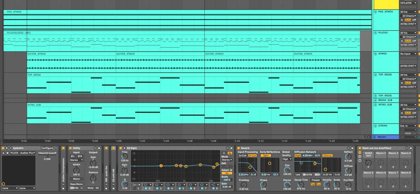 different midi channels in light blue