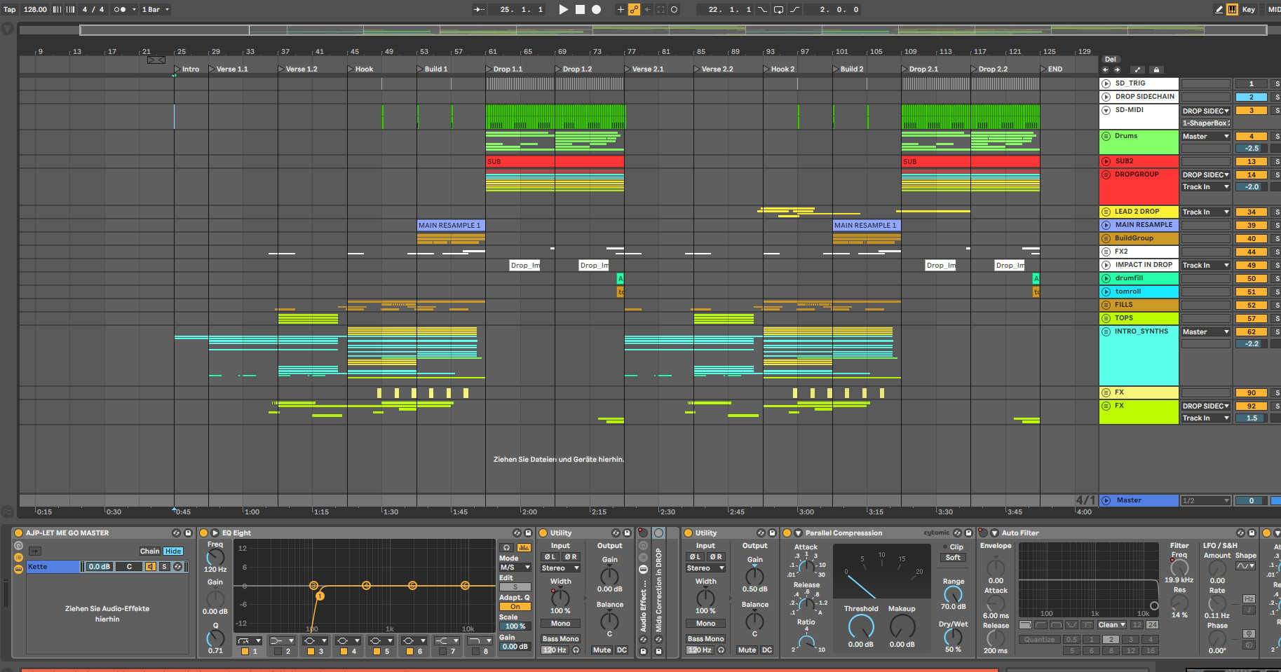 Overall view of an EDM production file