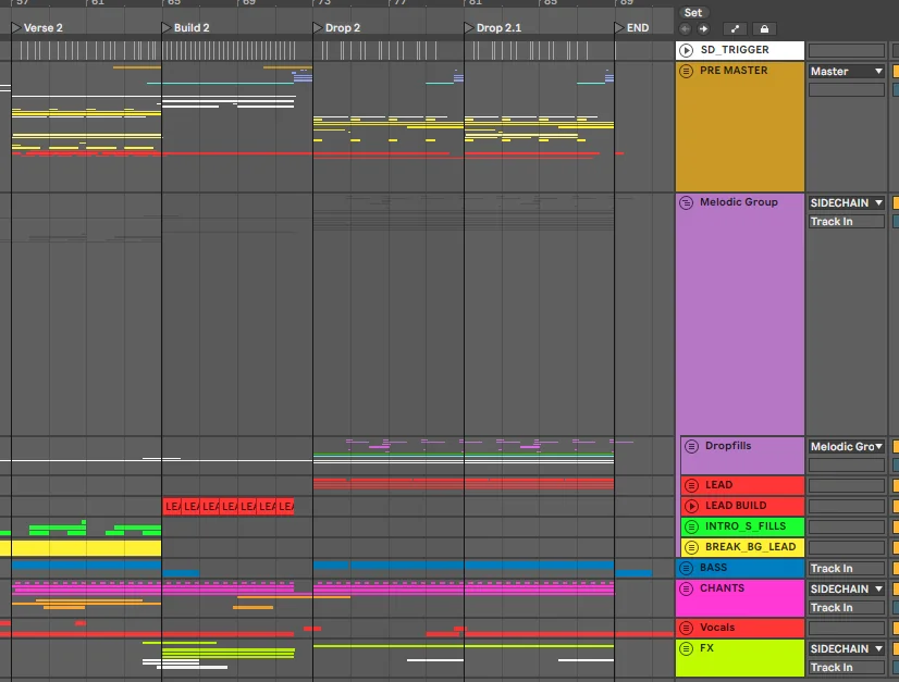 Overall view of an EDM production file