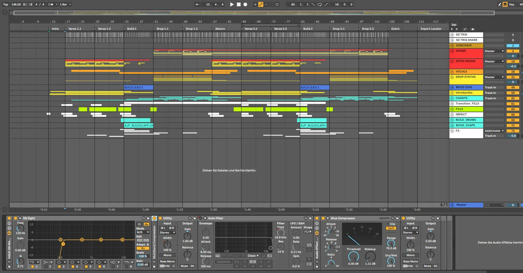Overall view of an EDM production file
