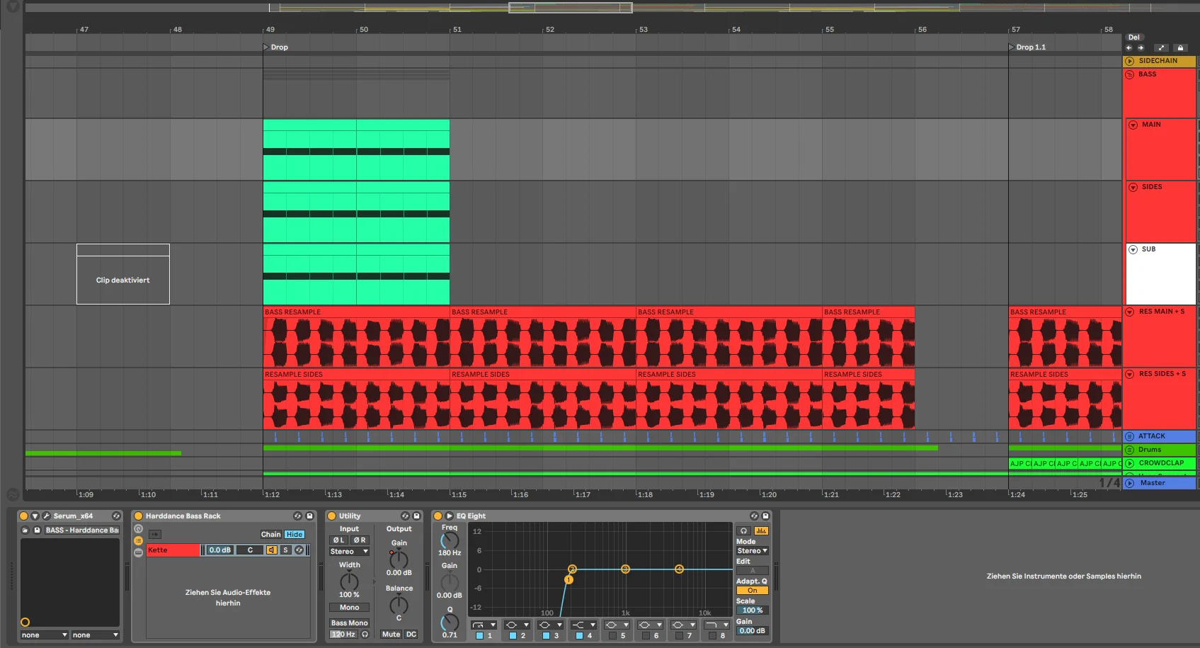 music production file with different effects on the channel