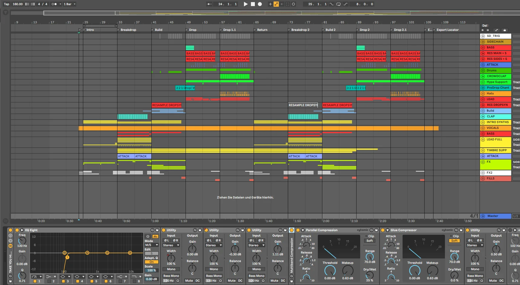 Overall view of an EDM production file