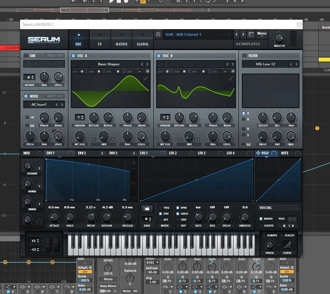 Xfer Serum instance with different settings