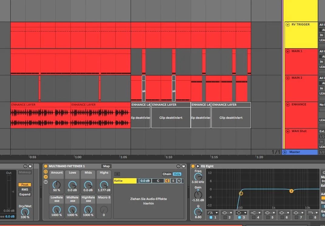 different midi channels in red