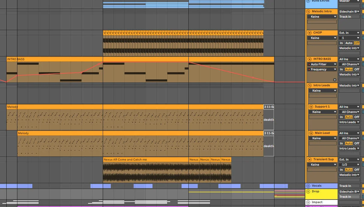 different midi channels in orange