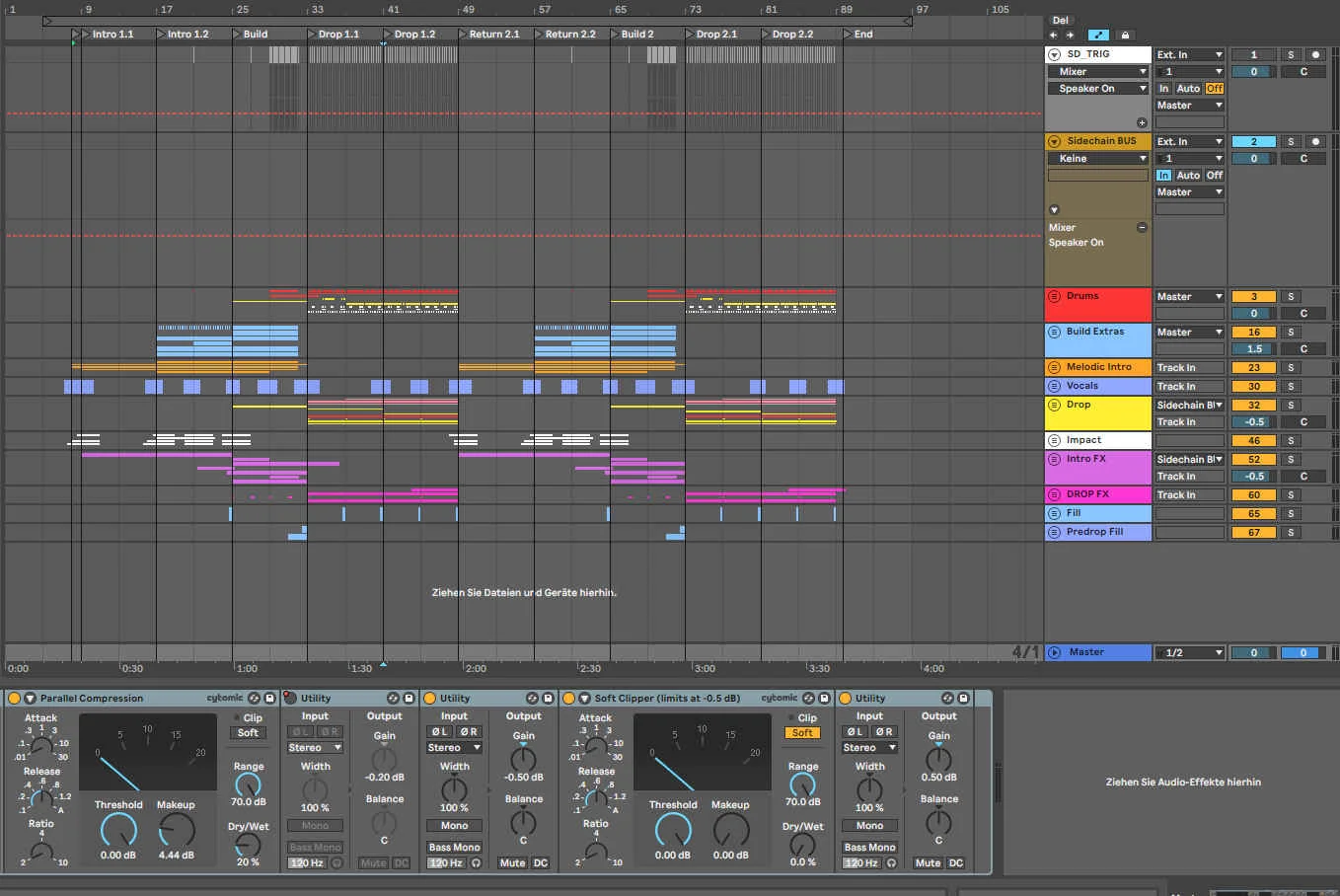 Overall view of an EDM production file